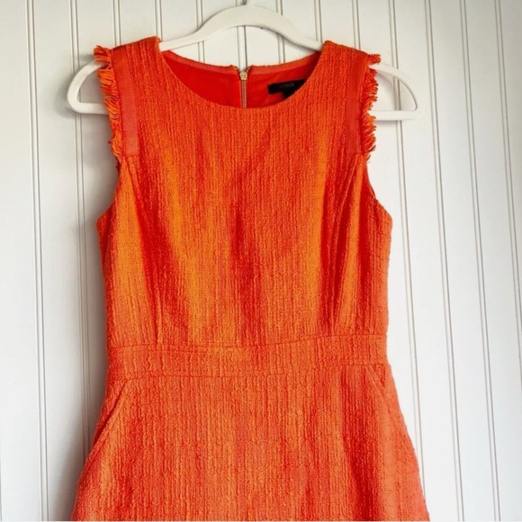 J. Crew Size 6 Orange Sheath Dress in Textured Tweed with Pockets EUC! - Picture 3 of 7